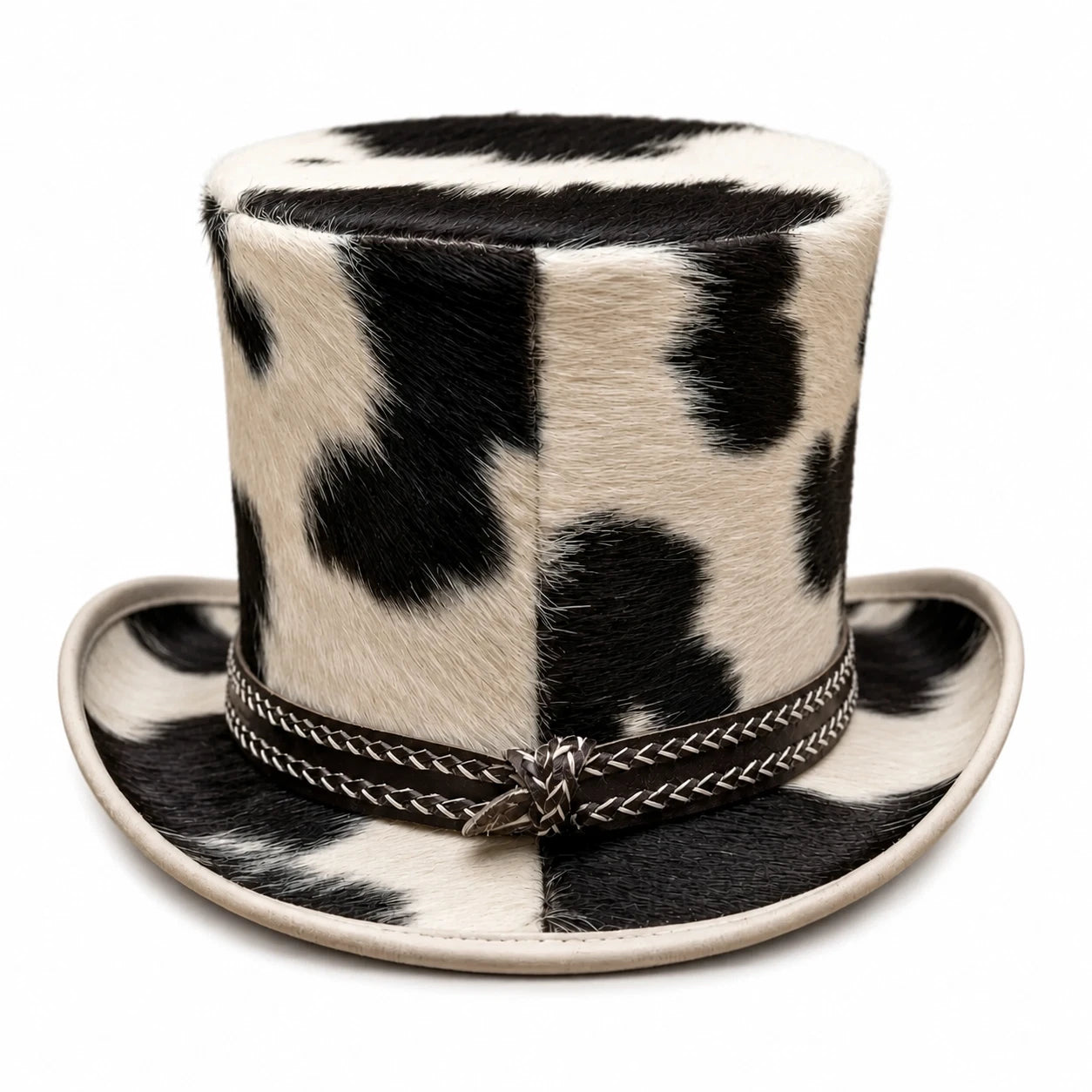 Handmade Cowhide Leather Top Hat Western Cowboy Steampunk Gothic Hat