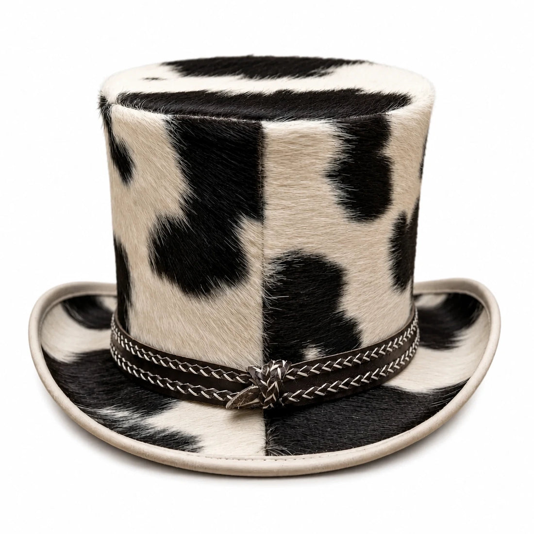 Handmade Cowhide Leather Top Hat Western Cowboy Steampunk Gothic Hat