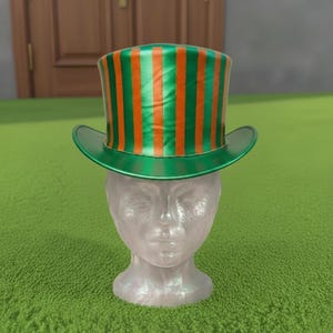 Handmade Green Leather Top Hat Purple Trim Steampunk Festival Cosplay Hat