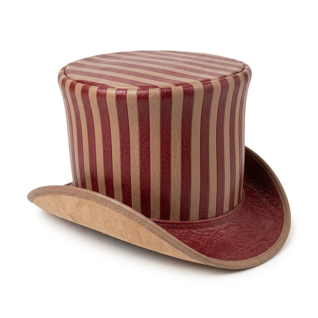 NEWHYPEINTERNATIONAL Victorian Steampunk Burgundy Stripe Top Hat Costume Hat