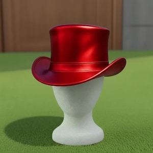 Handmade Genuine Red Metallic Leather Top Hat  Victorian Steampunk Hat for Men  Women