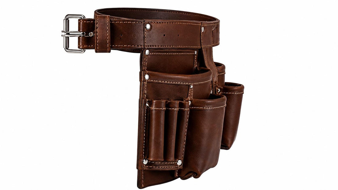 Chestnut Brown Tool Belt  Multi Pocket Leather Design with Loops