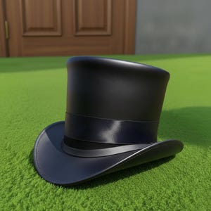 Handmade Black Leather Top Hat Victorian Steampunk Cosplay Accessory