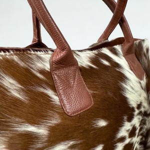 Cowhide Tote Bag Genuine Hair on Leather Western Shoulder Purse Handmade Boho Bag for Her