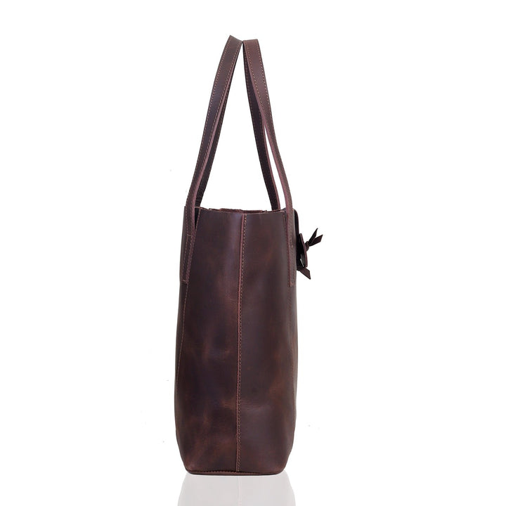seinna leather tote bag dark brown