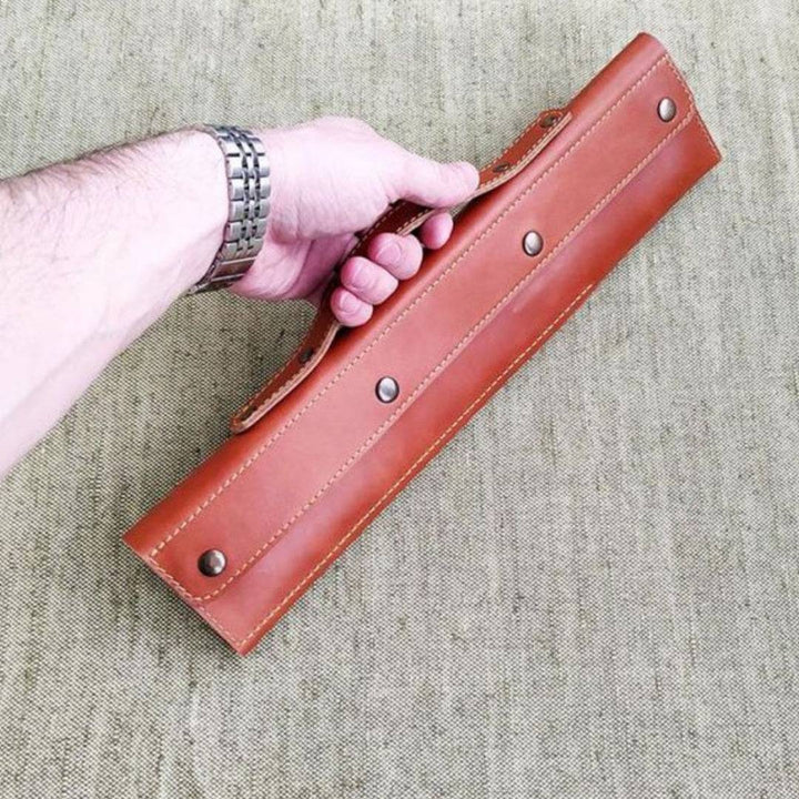 Compact Rich Leather Kitchen Knife Roll
