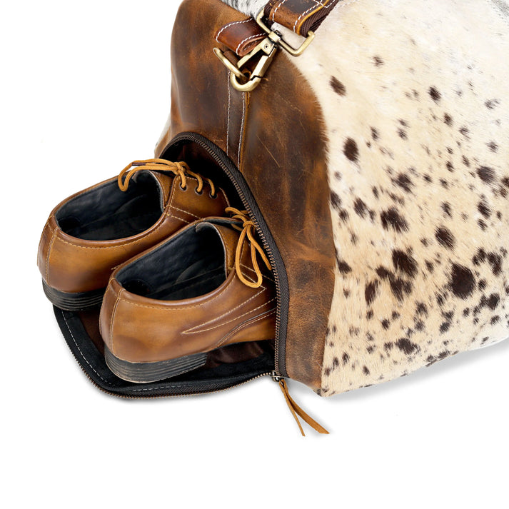 Cowhide Leather Duffel Bag  Unisex Travel Bag