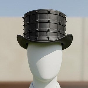 Handmade Studded Leather Top Hat Gothic Steampunk Victorian Cosplay