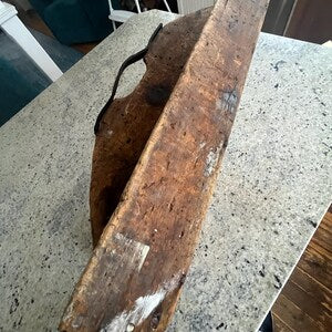 Vintage Antique Wooden Tool Tray Leather Handle Carrier Tote
