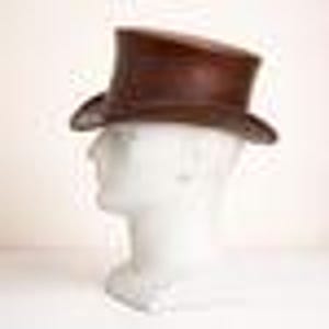 Handmade Leather Top Hat Rustic Unisex Braided Band Gothic Steampunk Style