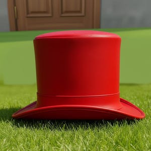 Red Leather Top Hat Bold Curved Brim Artistic Festival Wear