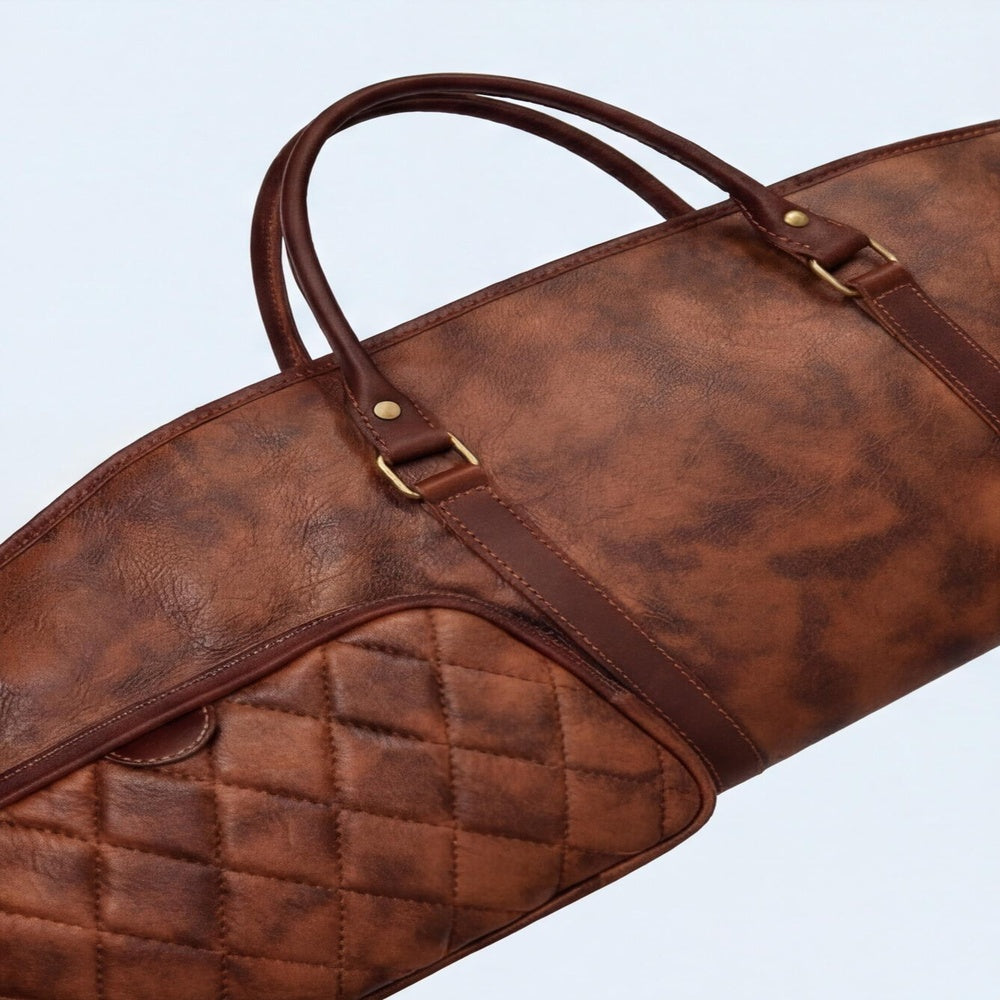 Full Grain Leather Rifle Case  Premium Padded Hunting Sleeve