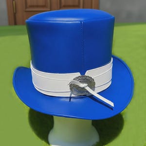 Handmade Blue Leather Steampunk Top Hat Victorian Cosplay Gothic Festival Hat