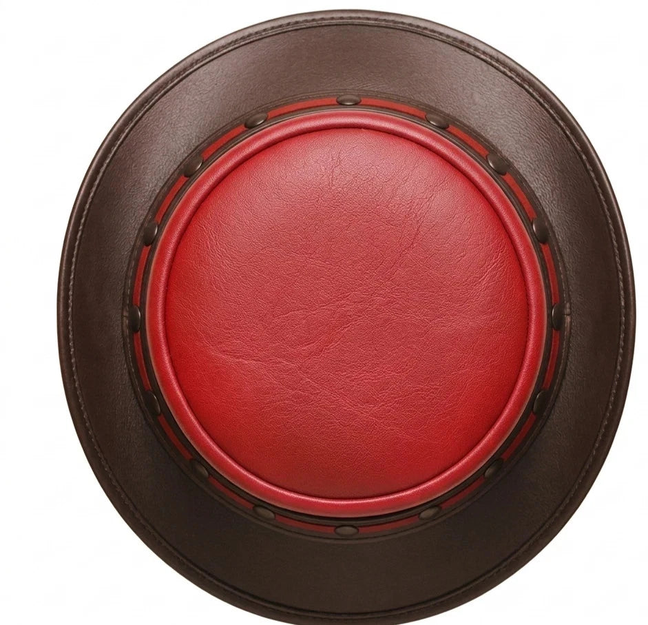 Red and Black Leather Top Hat with Stud Band  Steampunk Style
