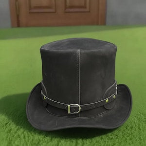 Handmade Suede Leather Top Hat Steampunk Concho Band Cosplay Western Hat
