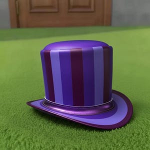 Handmade Purple Striped Top Hat Leather Steampunk Cosplay Festival Gothic Style