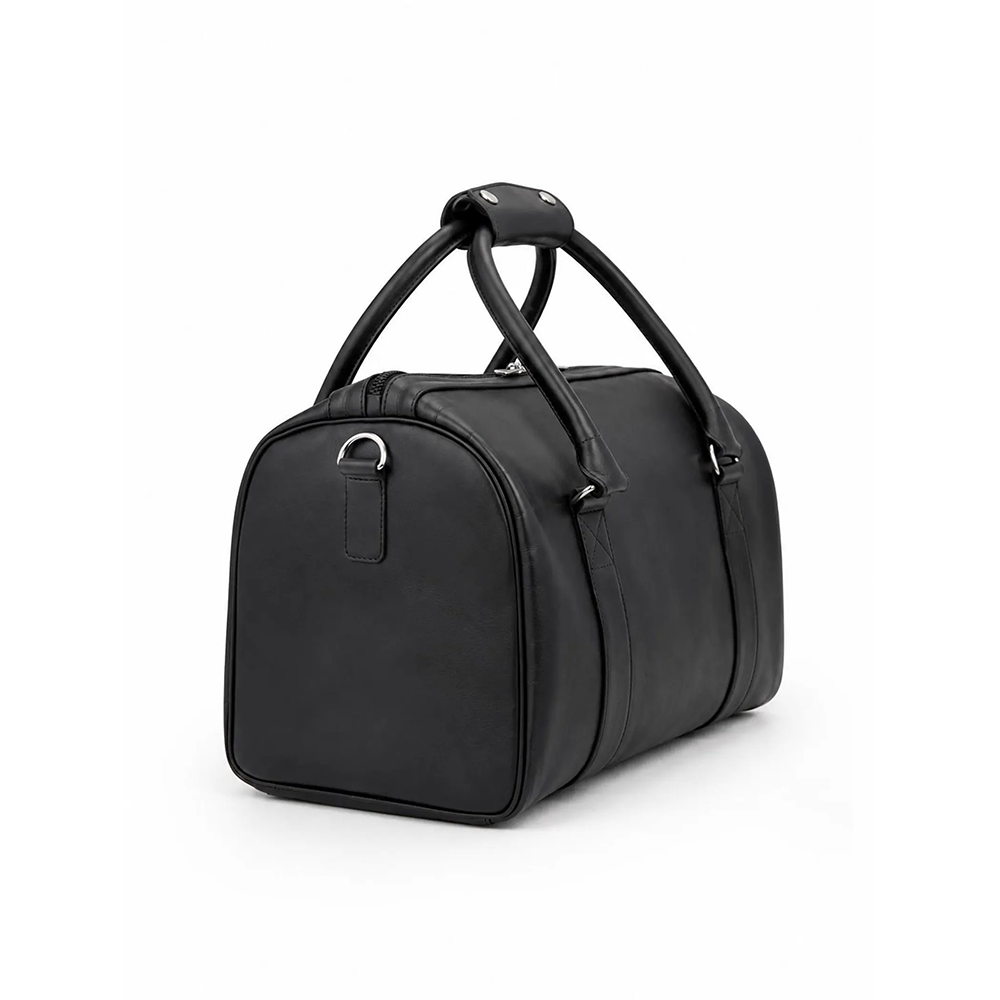 Handmade Black Cow Leather Duffle Bag Western Style Travel Gym Bag