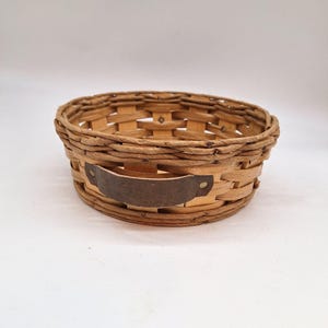 Vintage Pyrex Casserole Carrier Split Wood Basket with Leather Handles