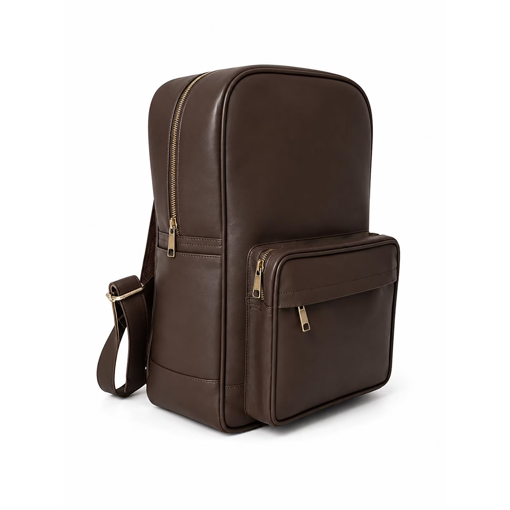 Dark Chocolate Leather Backpack, Handmade Laptop Travel Work Bag