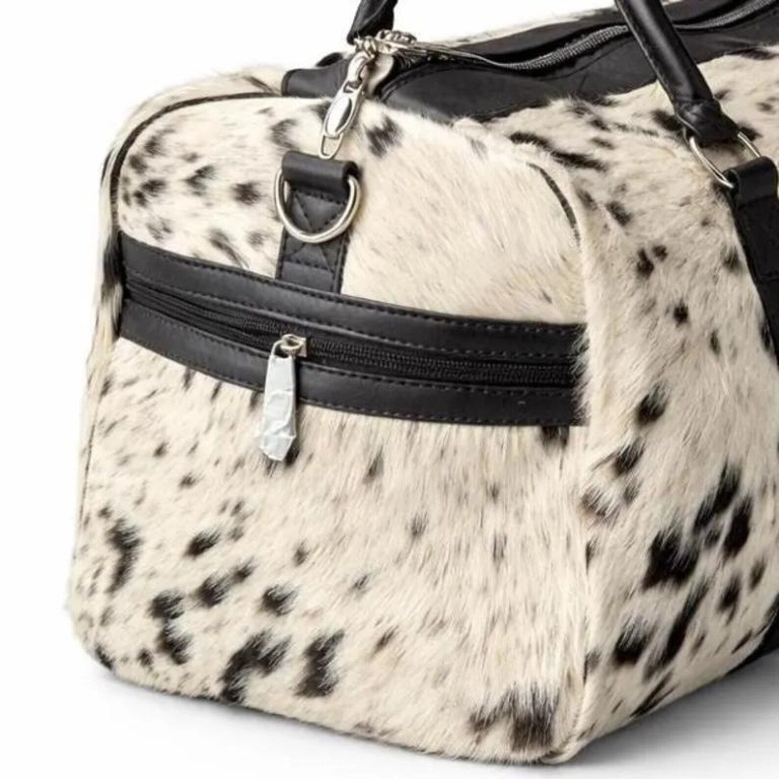 Genuine Hairon Cowhide Duffle Bag Leather Overnight Travel Weekender Gift Bag