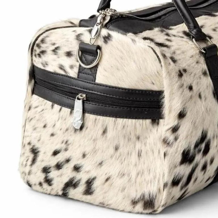 Genuine Hairon Cowhide Duffle Bag Leather Overnight Travel Weekender Gift Bag