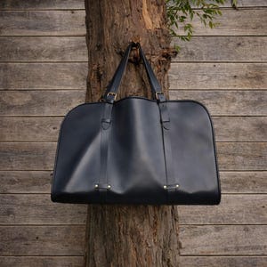 Handcrafted Leather Firewood Carrier  Rustic Farmhouse Log Tote