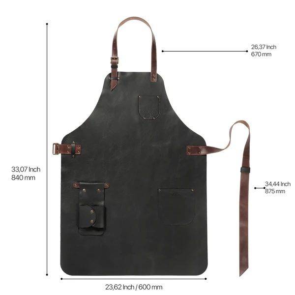 Otto Angelino Top Grain Black Leather Apron