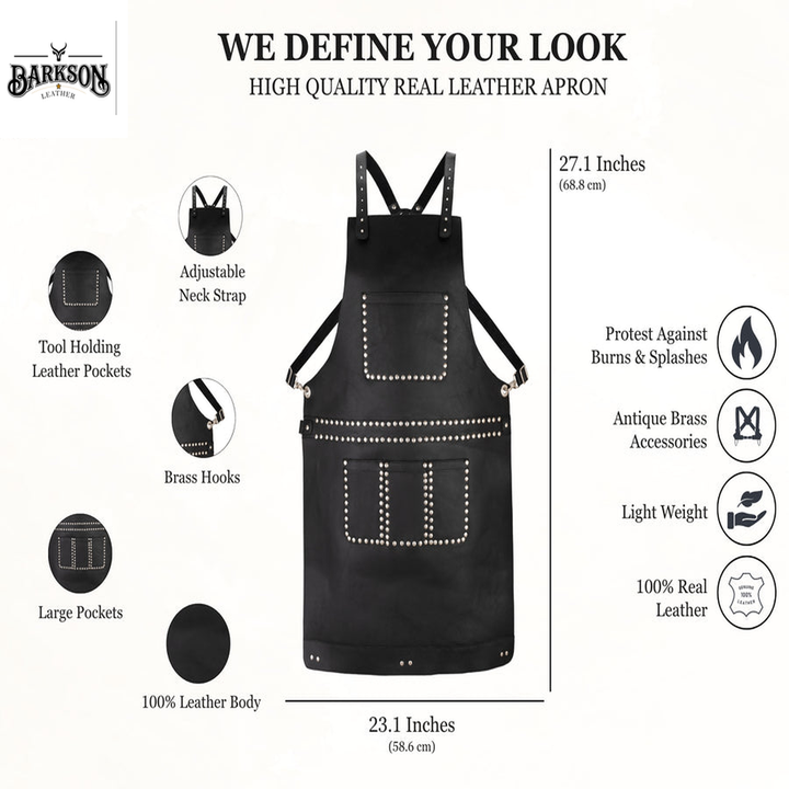 The Berkshire Black Leather  Apron