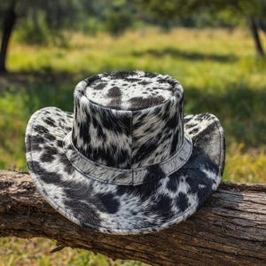 Hair On Cowhide Steampunk Top Hat  Western Cosplay Accessory