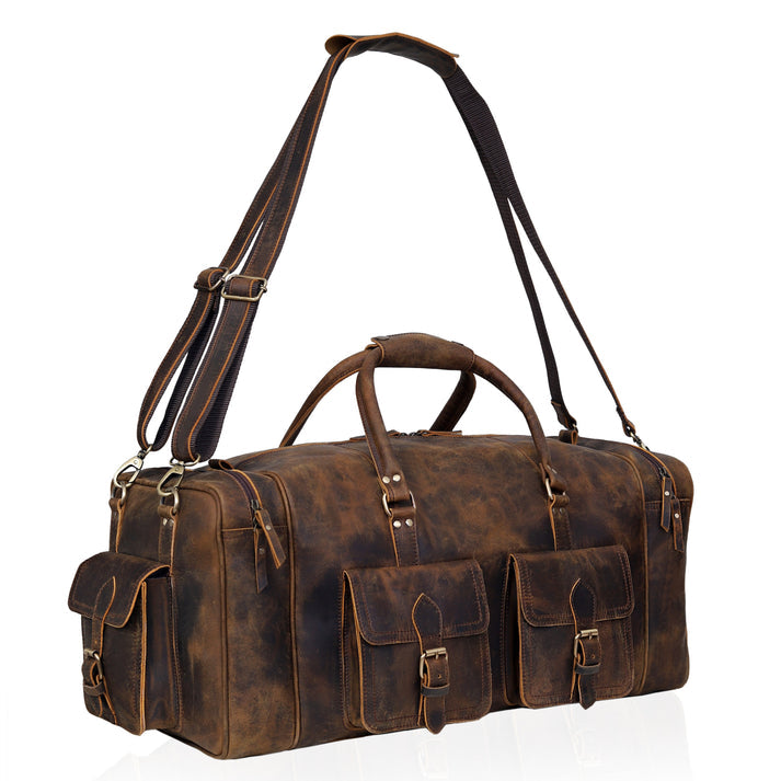 NEW JERSEY LEATHER DUFFEL BAG VINTAGE  BROWN  20 INCH