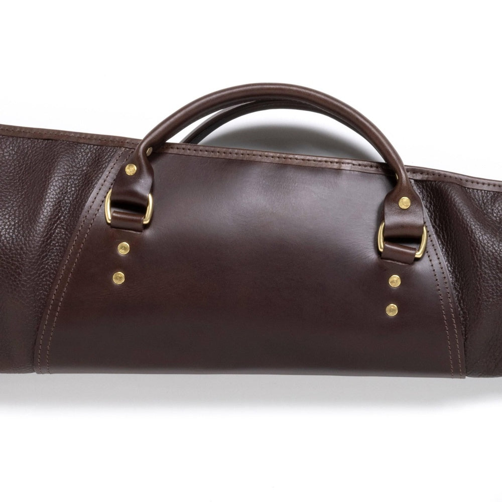 Dark Brown Leather Hunting Shotgun Case  Padded Sleeve
