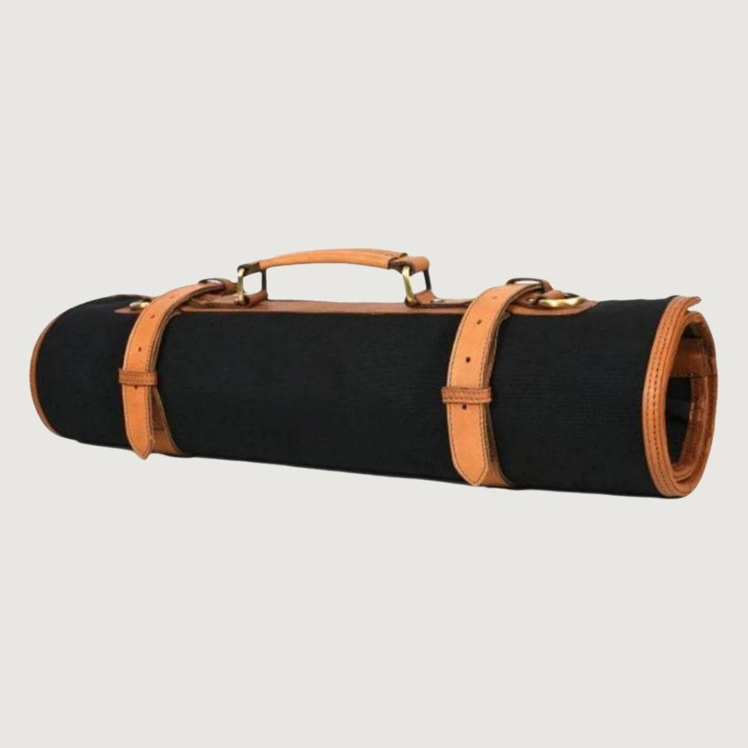 Stretchable Leather Knife Roll With Detachable Shoulder Strap