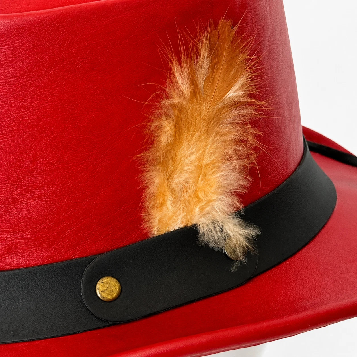 Men Women Red Leather Top Hat Steampunk Gothic Victorian Halloween Costume