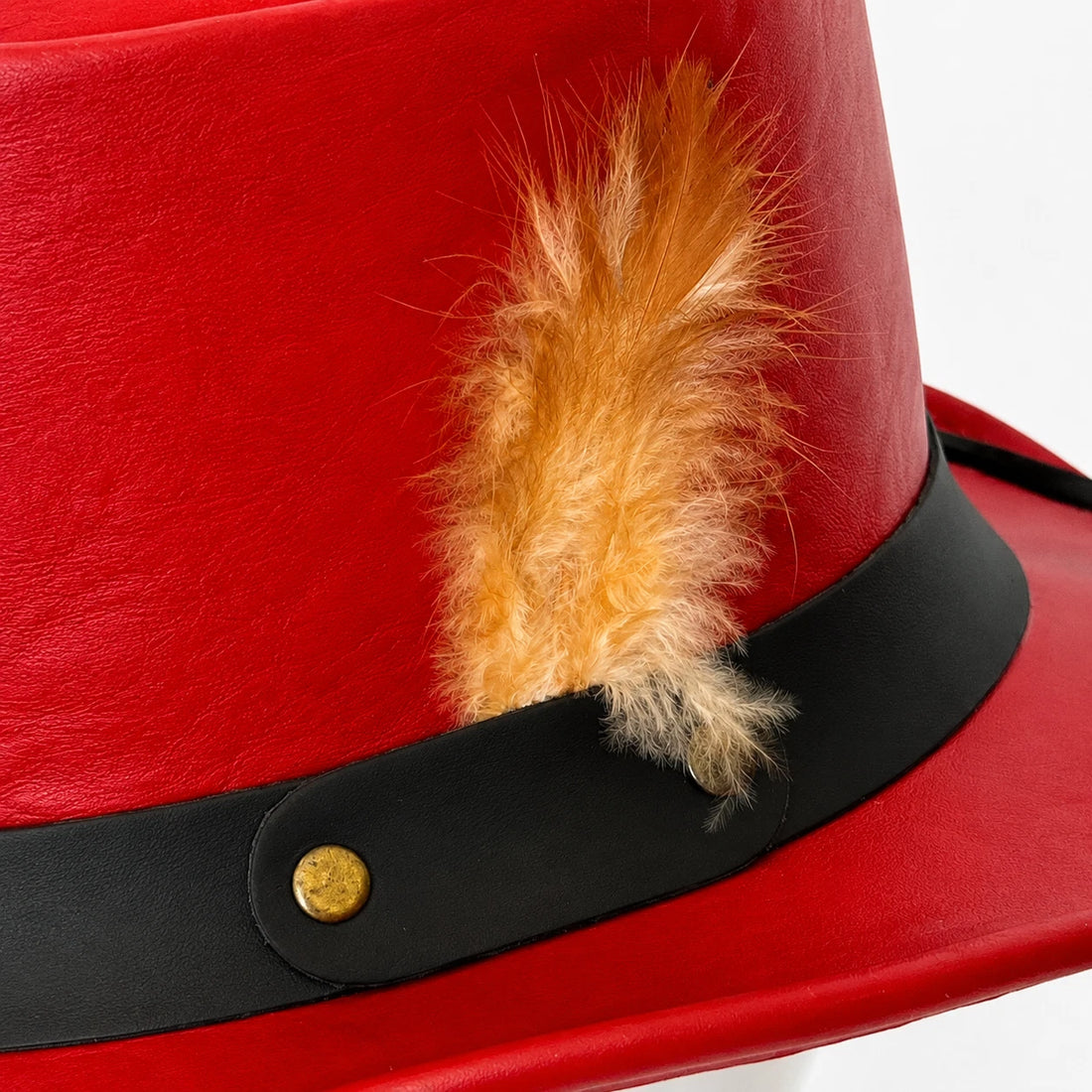 Men Women Red Leather Top Hat Steampunk Gothic Victorian Halloween Costume