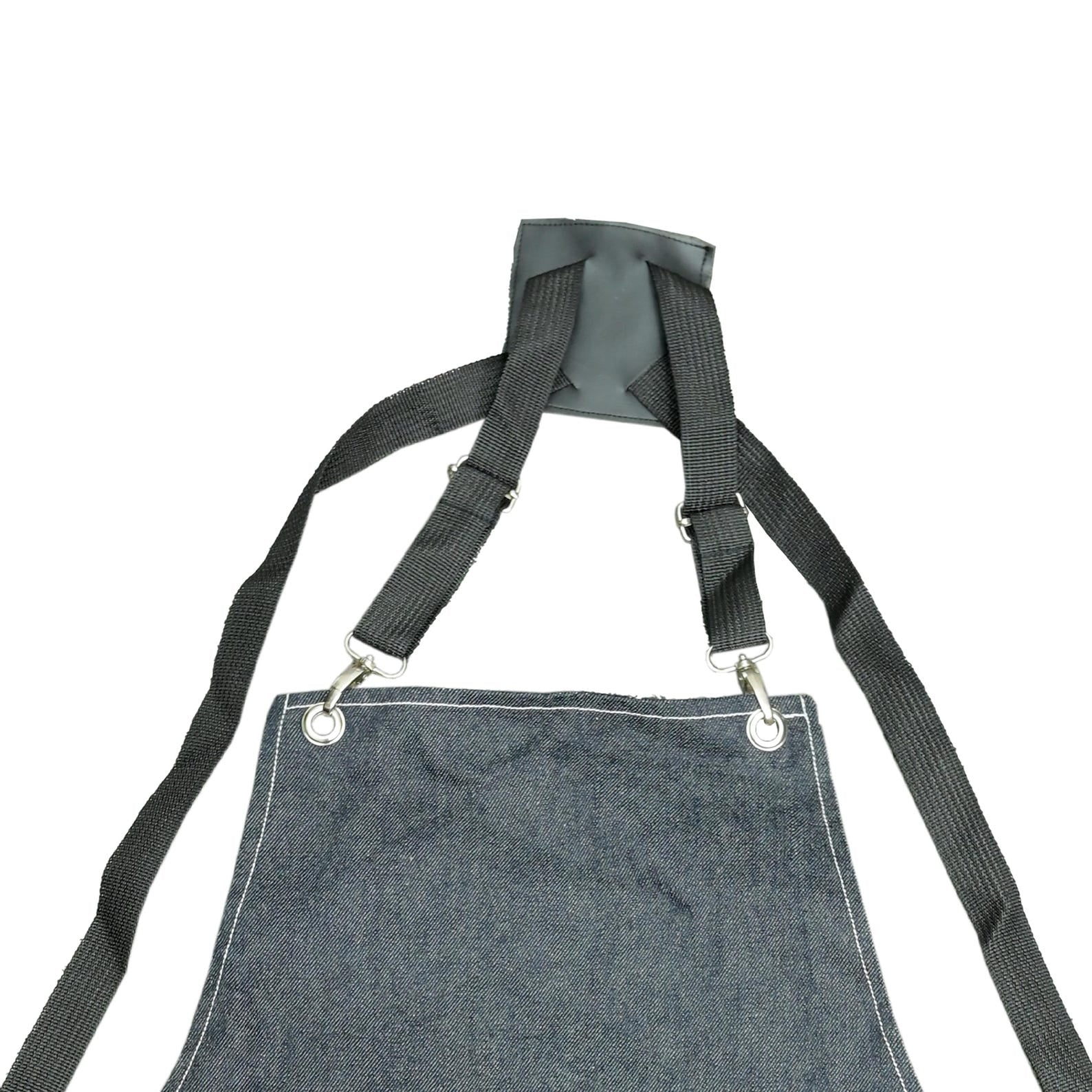 Adjustable Denim Work Apron with Pockets  Heavy Duty Utility Apron for Barber Chef  Craftsmen