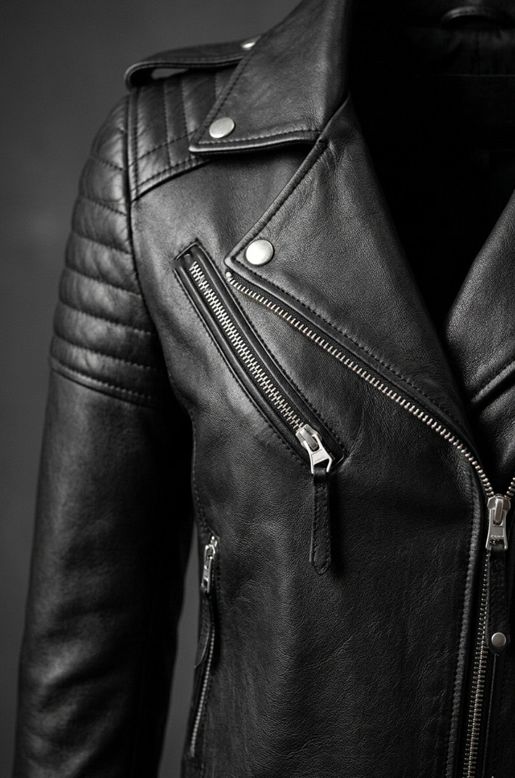 WLJ06 Classic Biker Fashion Womens Black Jacket Real Leather Biker Ladies Jacket 2260