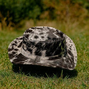 Hair On Cowhide Steampunk Top Hat  Western Cosplay Accessory