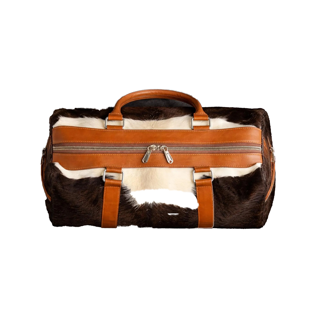 Handmade Cowhide Duffle Bag Rustic Western Style Travel Bag