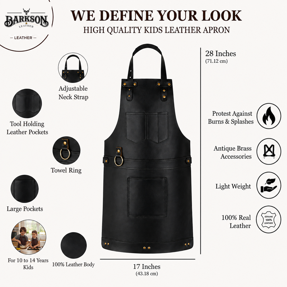The Northumberland Father  Son Black Full Grain Leather Apron