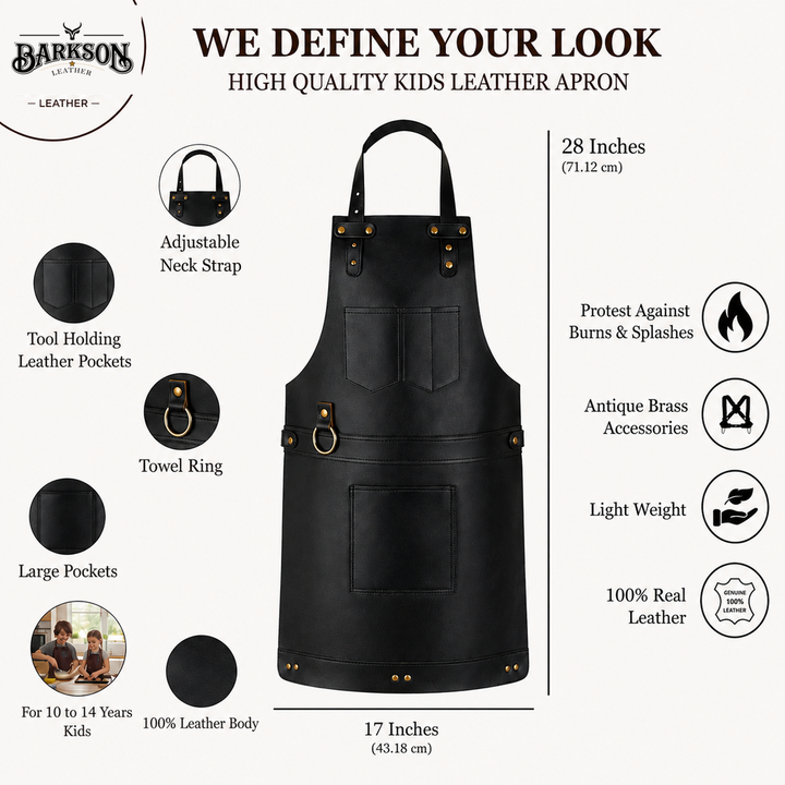 The Northumberland Father  Son Black Full Grain Leather Apron