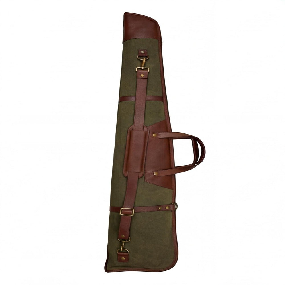 Waxed Canvas  Leather Shotgun Case with Brass Zipper