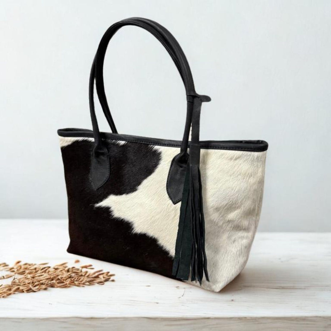 Handmade Hair On Cowhide Tote Bag Western Leather Shoulder Bag