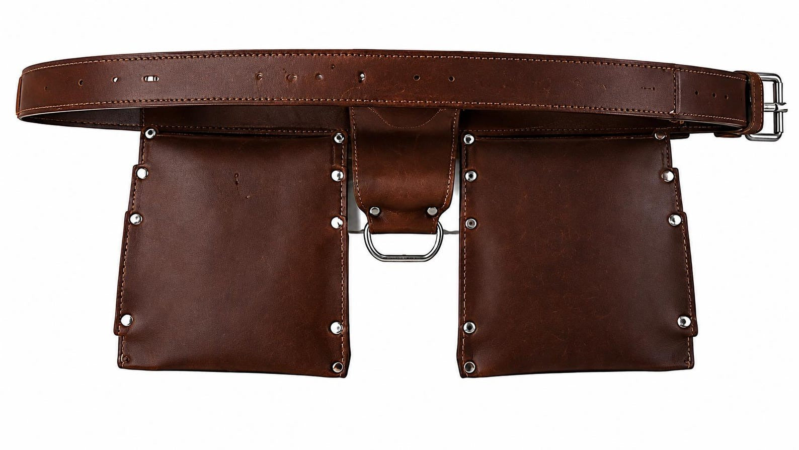 Chestnut Brown Tool Belt  Multi Pocket Leather Design with Loops