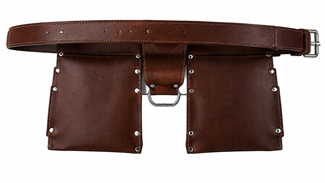 Chestnut Brown Tool Belt  Multi Pocket Leather Design with Loops