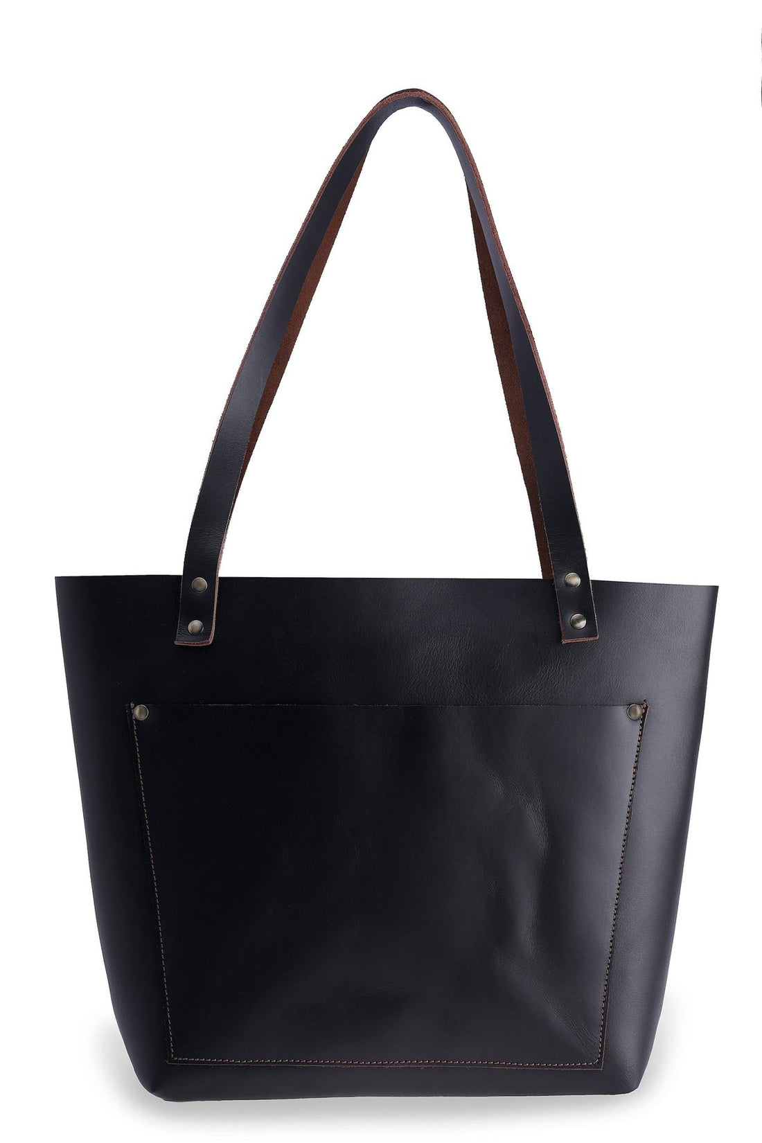 classic leather tote bag - dark brown