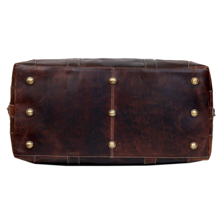 FRENCH LEATHER DUFFEL BAG MEN  BROWN  20 INCH