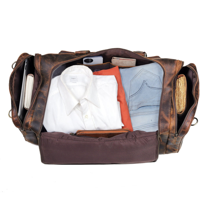 Buffalo Leather Weekend Travel Holdall Bag  Brown