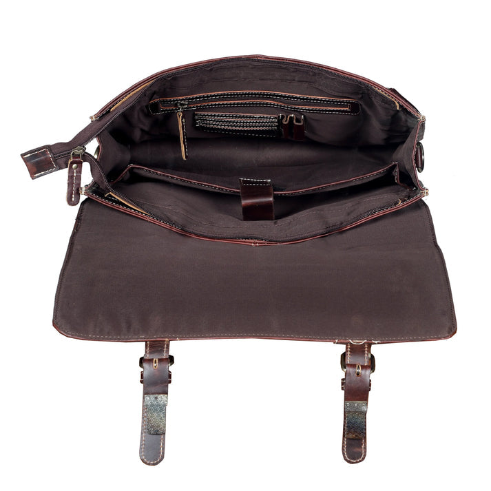 Brown Buffalo Leather Messenger Bag for Men  Landon Vintage Laptop Bag  16 INCH