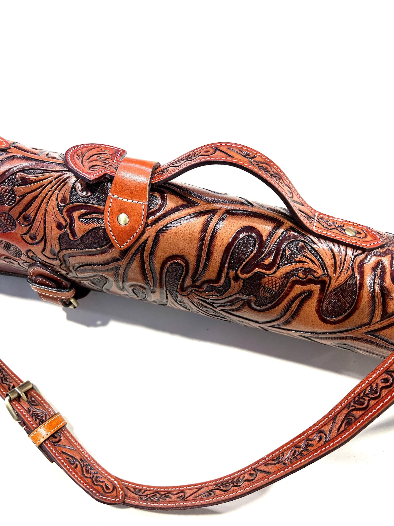 Western Scabbard Slipcase  50 Brown Hand Tooled Buffalo