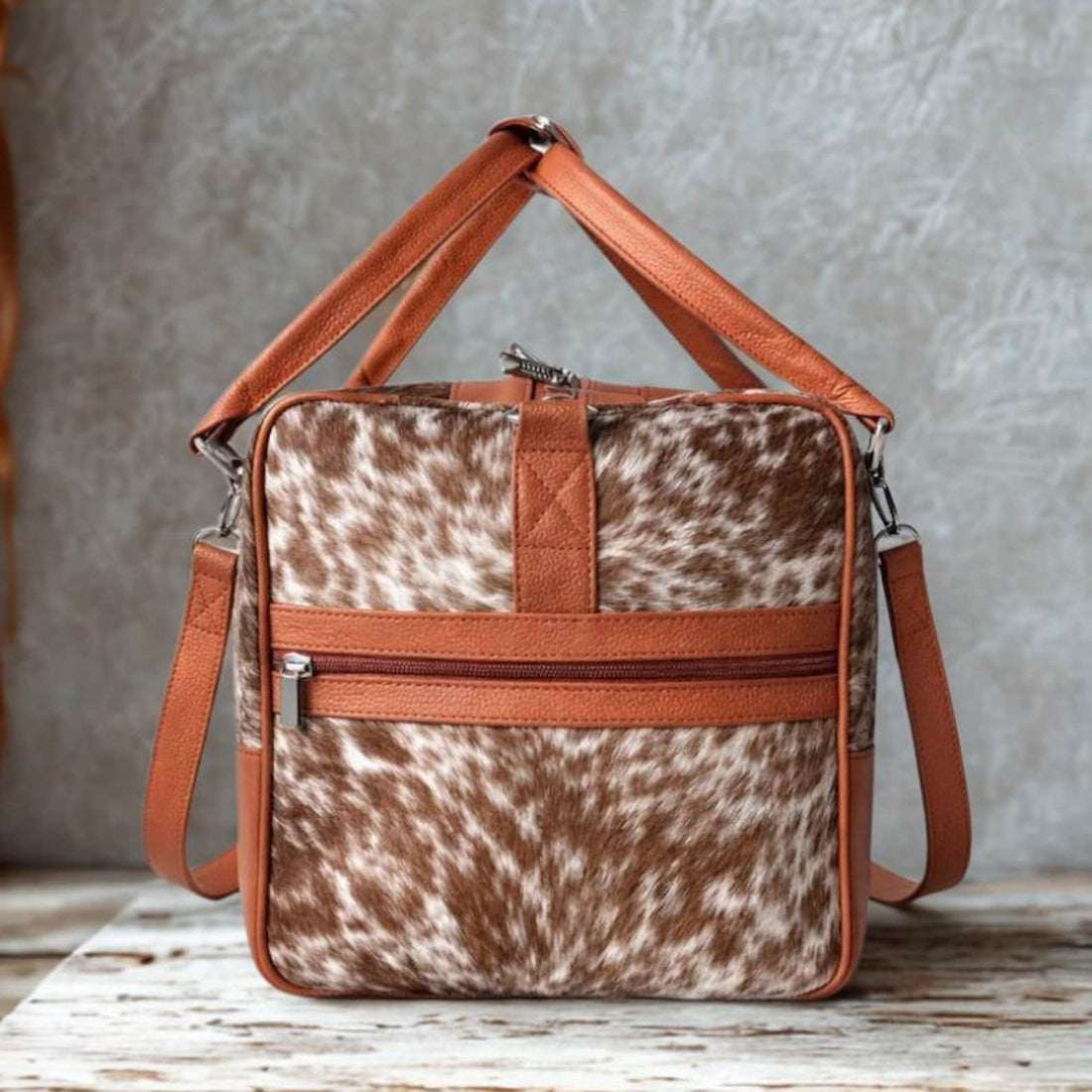 Handmade Hair On Cowhide Leather Duffle Weekender Travel Overnight Western Gift for Him Her